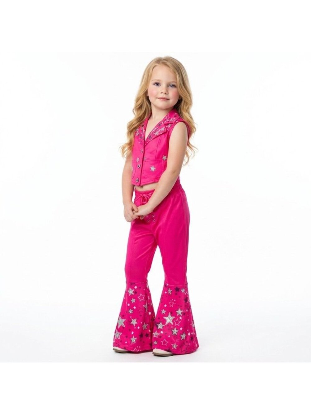 Girls Barbie Inspired Pink Star Flare Set
